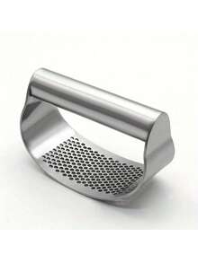 1pc Practical Multifunctional Shiny Silver Stainless Steel Garlic Press, Made Of Durable High-Hardness Stainless Steel, Suitable For Pressing Garlic/Ginger, Ideal For Home Kitchen, Baking, Party Catering, Travel & Camping, Manual Garlic Ginger Press, Kitchen Seasoning Tool, Versatile Garlic Press, Father's Day/New Year/Birthday Gift - 彩色 - 查看 9