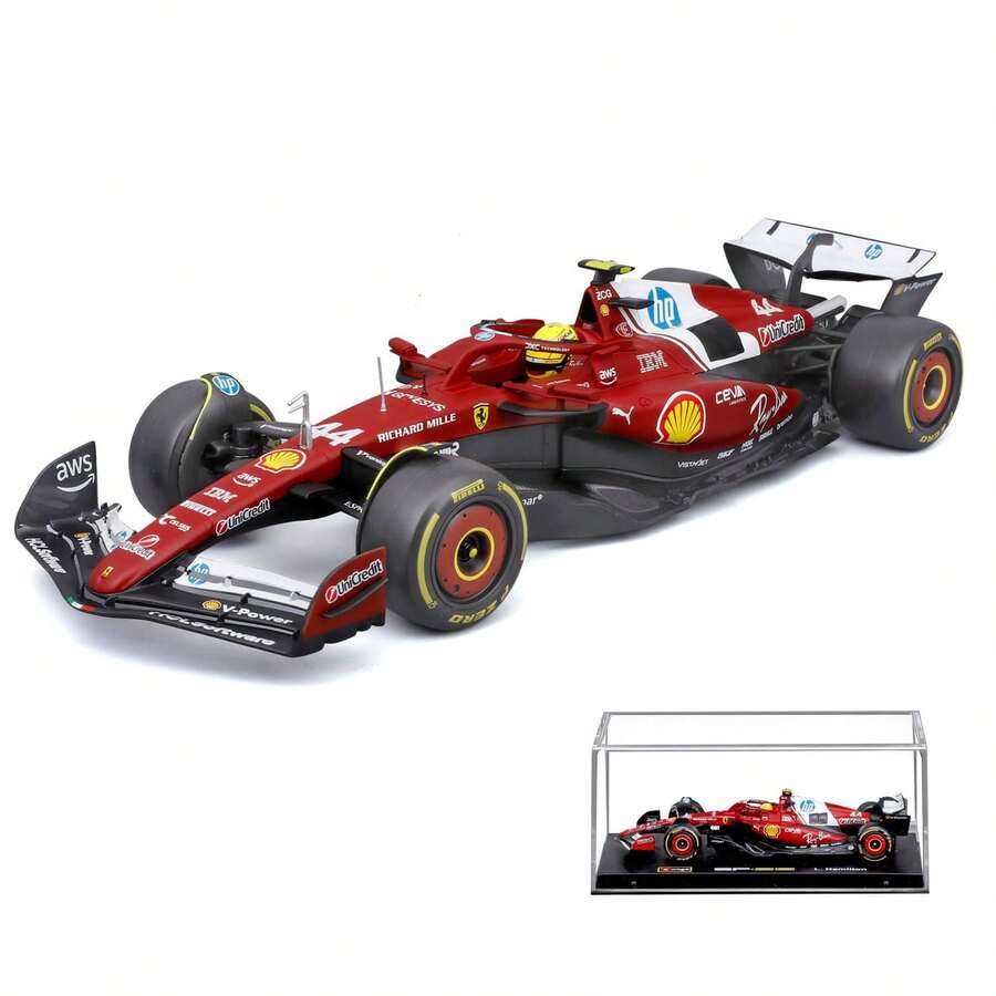 Mô hình xe hơi Burago tỷ lệ 1:43, phù hợp với xe đua Oracle F1 RB21 năm 2025, tay đua số 1 Max Verstappen, tay đua số 22 Yuki Tsunoda, mô hình xe đua Công thức 1 bằng kim loại đúc. - #44 SF25 Có mũ bảo hiểm - Xem 1
