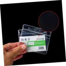 Porta Credenciales Para Oficina y Escuela, Tamao 100x85 Mm, Plstico Transparente, Paquete De 10 Unidades, Diseo Horizontal, Resistente Al Agua, Uso Diario Para Identificacin - Transparente - Ver 9