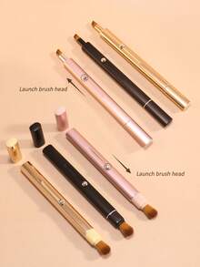 Double End Eye Detail Brush, Eyeliner Brush, Eye Shadow Brush, Eyebrow Brush Metal Double End Retractable With Dust Cover Portable Storage Multi-Function Makeup Tool