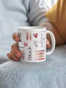 1 Set Of 11 Ounce Ceramic Coffee Cup, Mindfulness Cup Design, Flower, Courage, Happiness, Trust, Motto, Lavender Farm, Couple Mug, Friend Commemorative Cup, Hand Wash Only, Suitable For Hot And Cold Drinks, Boyfriend And Girlfriend Gifts, Christmas Gifts, Birthday Gifts - Multicolor - View 7