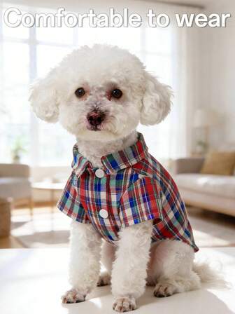 1 st. mjuk och söt hundkläder med julstämning, röd och grön färg/rutig/snöflingetryck, kortärmad tröja, lämplig för nallebjörn, pudel, schnauzer och andra små hundar