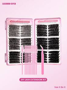 1 Cluster 560/600 Pairs False Eyelashes, DIY Home Use Fake Lashes, Lightweight & Fluttery, Natural D Curl 9-16mm, Reusable - Multicolor - View 11