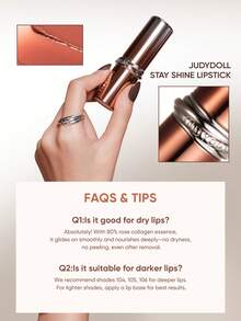 JUDYDOLL STAY SHINE LIPSTICK, Hydrating Lip Gloss, Non-Stick, Limited Edition For New Year - 104 Khỏa thân tĩnh lặng - Xem 10
