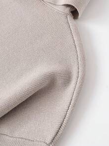 Casual Loose Fit Short Sleeve Knit Sweater, Spring/Autumn - Beige - View 5