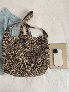 Summer Large Capacity Commuter Tote Bag, New Leopard Print Fashion Casual Shoulder Crossbody Bag, Real Product Photography May Have Color Difference Due To Lighting And Display Variations - Brown - View 8