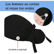 HETIE 3 Piezas Gorros Quirurgicos Mujer, Sombrero de Trabajo para Mujer Ajustable, Bolsa de Cola de Caballo con Lazo en La Espalda Adecuado para Trabajar, Cuidar y Cocinar - Talla Única-XL + Azul - Ver 9