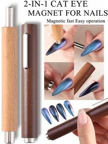 Large Magnetic Nail Art Tool - 2-In-1 French Wide Edge Lamp Design Magnetic Nail Buffer, Strong Magnetic Force, Durable Iron Structure, Multi-Functional Nail Art Design, Cat Eye Assist Tool, Suitable For Beginners - Multicolor - View 2