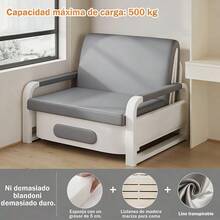 Sofá-cama plegable + almohada aleatoria, doble uso para sentarse y dormir, artículo imprescindible para hogares que ahorran espacio - Gris - Ver 8