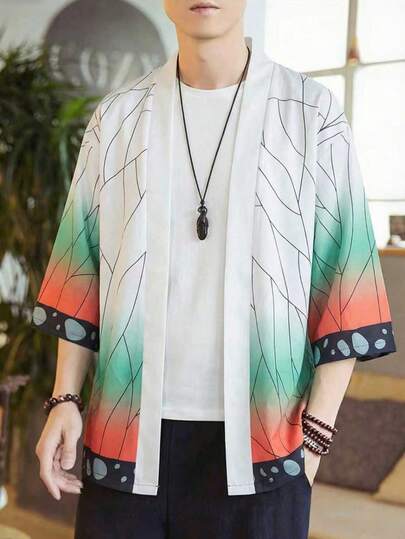 Casual Kimono Cosplay Costume, Loose Version Traditional Japanese Clothing, Lightweight Summer Kimono, Suitable For Roleplay, Theme Parties And Casual Wear - Kimono Style, Casual Wear, Geometric Pattern, Comfortable Fit, Cosplay Costume, Loose Design, Breathable Fabric, Suitable For Cosplay Enthusiasts, China Size, Please Check Size Guide Carefully