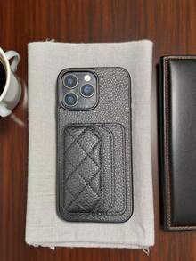 Litchi Texture Protective Phone Case Compatible With Iphone 13 Pro Max, 14 Pro Max, 15 Pro Max, 16 Pro Max, 17 Pro Max, Anti-Drop - Black - View 5