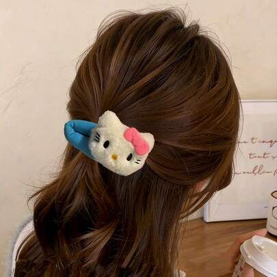 SANRIO 三丽鸥可爱粉色发夹，彩色小猫发卡，甜美公主发夹，女士大号女孩发夹，卡通刘海夹，鸭嘴夹，学生发饰，可爱猫咪发夹，刘海侧夹，拍照道具，适合女性女孩学生礼物，生日礼物，化妆家居浴室装饰，女性礼物