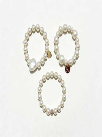 1pc/3pcs Elegant Faux Pearl Bracelet Style Hair Scrunchies For Women ,Elastic Hair Ties ,Ponytail Holders ,Hair Elastics ,Hair Rubber Bands ,Hair Rope