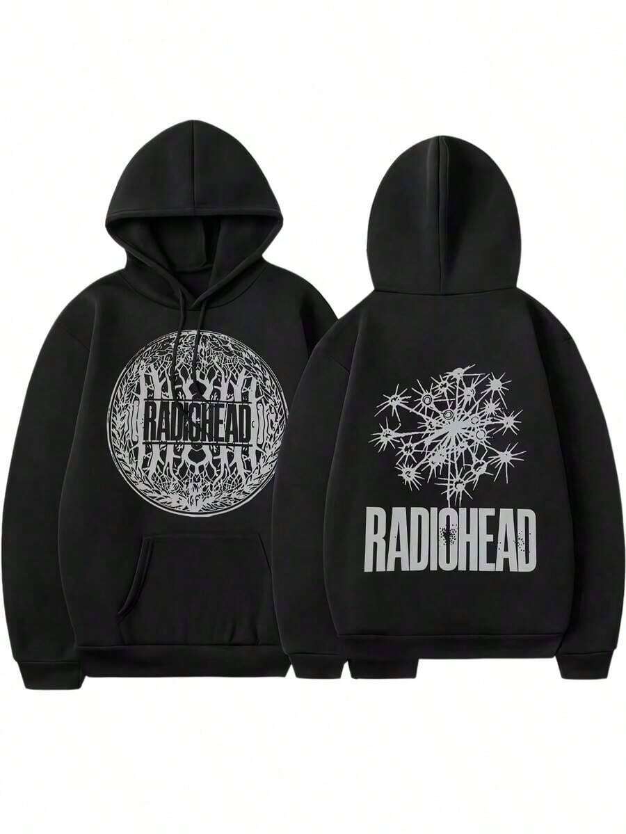 Vintage Rock Band Radioheads Hoodie Hip Hop Music Album Print Sweatshirt Harajuku Streetwear Men's Long Sleeve Hoodies - 黑色 - 查看 1