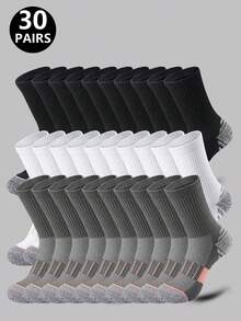 2/5/10/20 Pairs Unisex Casual Sports Mid-Calf Socks, Colorblock Honeycomb Anti-Slip Shock Absorbing Design, Suitable For Fitness, Running, Cycling, Climbing, Tennis - Multicolor - View 1