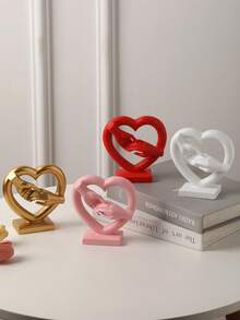 1件装爱心天堂金色、白色、粉色、红色装饰摆件，手工雕刻心形雕塑，适用于客厅装饰，爱心手指现代雕像，波西米亚风婚礼装饰，雕塑家居装饰架，情人节！情人节礼物，情人节派对 - 彩色 - 查看 4