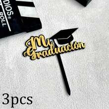 1pc/3pcs/6pcs Gold & Black 2026 Graduation Cake Topper, Suitable For Graduation Theme Party DIY Cake & Dessert Decorations - Multicolor - View 11