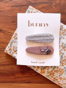 12个/套 女孩布艺刺绣花朵发夹（不含卡片），可爱发卡，日常佩戴 - 彩色 - 查看 8