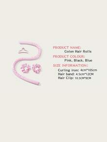 3 pièces Rouleaux bouclants sans chaleur, set de bandeaux, convient pour coiffure bouclée de nuit, comprend des pinces à cheveux et un serre-tête, convient pour les cheveux longs des femmes, outil de coiffure à rouleaux bouclants moelleux, bandeau en éponge douce, set de rouleaux bouclants pour dormir, accessoires roses, cadeau pour femmes et filles