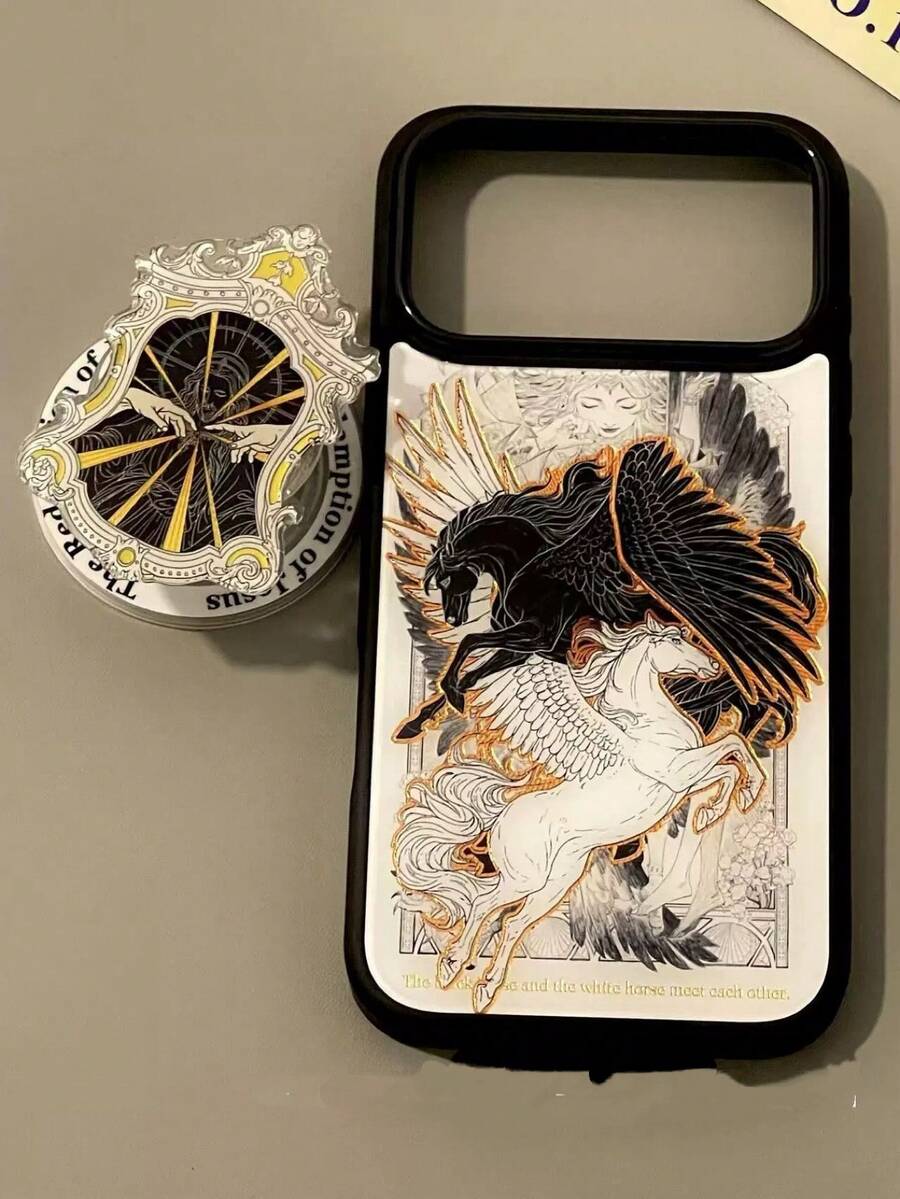 复古黑白翅膀磁吸手机壳,兼容 17 Pro Max、16、15 Pro、14 Pro Max,全方位保护 - 黑與白 - 查看 1