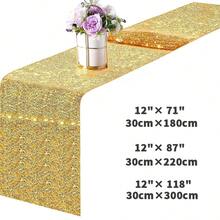 eluckya 1/6/12-Pack Gold Sequin Table Runner – Sparkling Sequined Fabric, Festive Christmas Table Runner, Suitable For Weddings, Parties, Catering Events, Christmas, Room Decor, Valentine's Day, Centerpiece Decorations, Satin Silk Texture Tablecloth, Festive Home And Dining Room Decorations, Available In Multiple Sizes. - Vàng - Xem 5