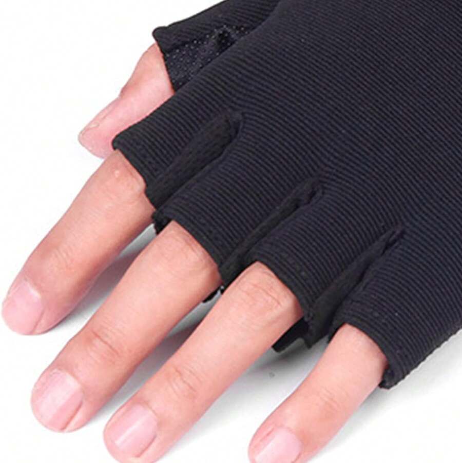 Guantes de Poliéster con Medio Dedo, Guantes Transpirables para Niños con Correa Ajustable para Ciclismo, Montañismo, Senderismo - 1 - Ver 1