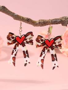 1 Pair Acrylic Heart, Leopard Print And Red Lip Pattern Earrings, Sweet Style, Suitable For Women To Wear At Parties, Also Can Be Used As Holiday Gifts - Multicolor a - View 13
