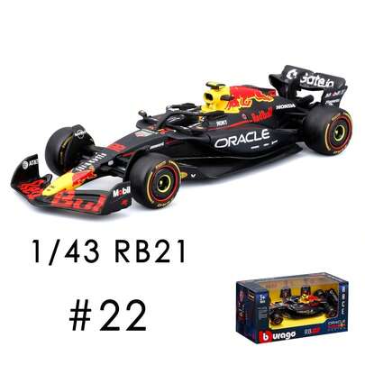  รถโมเดล Burago สเกล 1:43 เหมาะสำหรับรถแข่ง Oracle F1 RB21 ปี 2025, นักขับ #1 Max Verstappen, นักขับ #22 Yuki Tsunoda, โมเดลหล่อ Formula 1