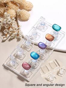 一套椭圆形/长方形亚克力透明美甲练习架，非磁性指甲支架，适合初学者，可用于猫眼凝胶美甲，配有美甲粘土套装、美甲展示工具、DIY美甲沙龙用品