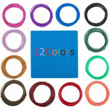 Lápiz de impresión 3D, diseño de silicona y filamento de impresora de 12 colores, alfombrilla de lápiz 3D y filamento PLA de 1,75 mm (10 pies por cada color), juego de 13,36662045 - Multicolor - Ver 1