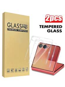 适用于三星 Galaxy Z Flip 7 的钢化玻璃屏幕保护膜（2 片装），触控灵敏，防刮擦，无气泡，兼容手机壳。 - 無色 - 查看 11