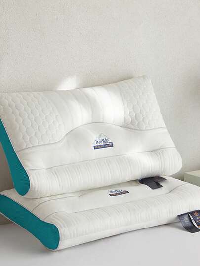 1个/2个冰川乳胶枕芯，简约家居风格颈部支撑，高回弹吸湿乳胶枕套，适用于家庭、酒店、宿舍，四季皆宜