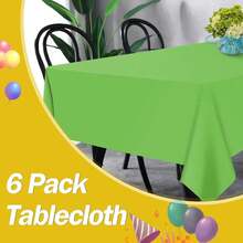Lime Green 6 Pack Plastic Table Cloth 54\ X 108\, Disposable Tablecloths Rectangle Table Cover, Plastic Tablecloths For Parties,Rectangle,LimeGreen - 萊姆綠 - 查看 6