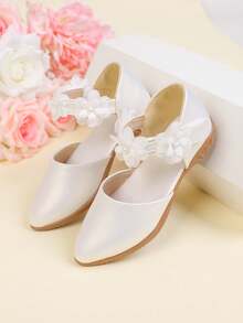 Girls' Sweet Princess Shoes, New Spring/Summer Fashion White Lace Flower Design, Suitable For Parties, Photoshoots, Outdoor Activities, Weddings And More, Fashionable Children's Flat Shoes