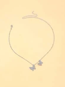 1件水钻蝴蝶项链，独特设计的锁骨链，珠宝配饰 - 蝴蝶 - 查看 6