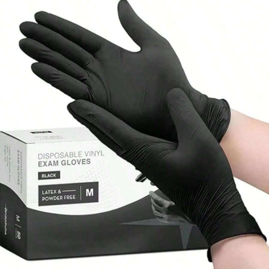 100pcs Disposable Nitrile Gloves,Gloves Disposable, Durable, Waterproof And Acid And Alkali Resistant Multi-Purpose Gloves For Kitchen Cleaning, Tattoo, Hair Dyeing, Salon, BBQ And General Household Use,Gloves For Household Purpose,Multi-Use Protective PVC Gloves - Multicolor - View 1
