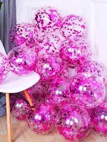 10pcs Hot Pink Activity Party Decoration Balloons Birthday First Birthday Opening Atmosphere Setup Balloon Set Romantic Confession Proposal Express Love Girlfriend Rose Red Black Sparkly Transparent Latex Valentines Day Back To School Advanced Atmosphere - 玫紅色 - 查看 1