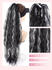 Tóc nối đuôi ngựa dài 26 inch, kiểu sóng nước, chịu nhiệt, làm từ sợi tổng hợp, thích hợp cho phụ nữ và bé gái, dự tiệc hoặc sử dụng hàng ngày. Tóc nối đuôi ngựa kẹp, kiểu tóc xoăn sóng nước, chất liệu chịu nhiệt. - Nhiều màu - Xem 8