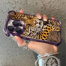 1pcs Leopard Print Phone Case Compatible with Apple Phone17ProMax 16 15 14Plus 11 12 13 ProMax Antidrop Phone Case Camera Protection Phone Case Vintage Personality Popular Stunning Fashion Can Be Given To Friends Can Be Given To A Lover - Morado - Ver 4