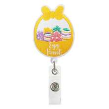 1pc Easter Expandable Fabric Felt Rabbit Egg With Retractable Snap Hook, Rotatable Easy Pull, With Medical Badge Clip