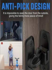 1个重型安全门锁把手，商用/家用级安全螺栓锁，带防撬功能，90°/180°可调节滑动锁舌，含螺丝，手动操作，加固耐用结构，适用于浴室、住宅等场所。 - 彩色 - 查看 10