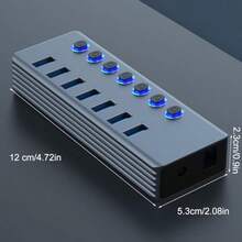 USB HubsUSB3.0 Hubs Splitter 1 A 7 Puertos Hubs De Datos USB con Interruptores Y Luces Encendido/Apagado Individuales para Conectores Puerto Múltiple Computadora Portátil PC PC - como en la foto - Ver 4