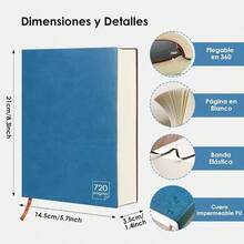 Cuaderno Tapa Dura de Papel Blanco A5 - Bloc de Notas Clsico, Diario Acolchado de 360 hojas/720 pginas, 5, 91x 8, 26 Pulgadasm, Tapa de Suave Piel Sinttica, Adecuada para Escribir, Cubierta verde - Azul - Ver 2