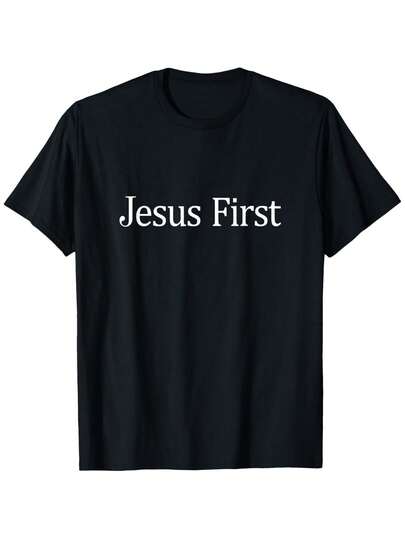 Camiseta de Primera Fe Cristiana - Negra con Letras Blancas - Camiseta Ligera para Todas las Estaciones para Iglesia, Gimnasio, Atuendo Casual - Ropa Religiosa Audaz - Camiseta de Cuidado Fácil para Hombres y Mujeres, Ropa de Gimnasio, Top de Manga Corta, Impresión Duradera, Ropa Basada en la Fe, Atuendo para Asistentes a la Iglesia, Ropa Inspirada en la Fe, Impresión de Alta Calidad, Comunidad de Fe