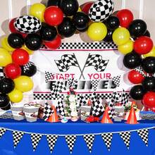 1 قطعة من لوازم حفلة عيد ميلاد بموضوع السيارات، ديكورات حفلة السباق، مفرش طاولة بتصميم الطريق، جدول سباق كطاولة ممر، مفرش طاولة حفلة عيد ميلاد بموضوع السيارات، 54 * 108 بوصة (ألوان زاهية)