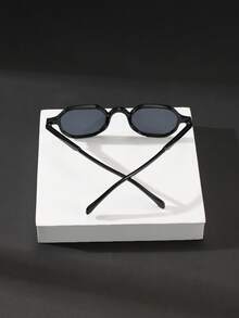 1 Pair Men's Fashionable Geometric Frame Glasses, Polycarbonate Temples, Lightweight, Suitable For Outdoor & Party - 彩色 - 查看 5