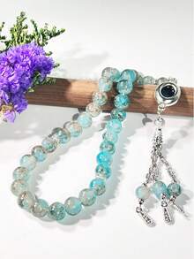 1 chuỗi hạt cầu nguyện Tasbih 33 hạt bằng thủy tinh màu xám vân đá, chuỗi hạt cầu nguyện Hồi giáo Misbaha dành cho phụ kiện tôn giáo Trung Đông Ả Rập. - Nhiều màu - Xem 2