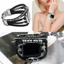 Beaded Boho Bracelet Compatible With Apple Watch Band Series 1-8, SE, Ultra, 38mm/40mm/41mm/42mm/44mm/45mm/46mm/49mm, Handmade Multilayer Wrap Watch Strap For Replacement