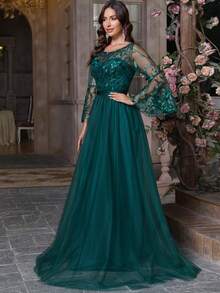 Women Elegant Ladies Formal Evening Dress For Wedding Guest Bridesmaid Prom Gowns Homecoming Spring Summer Autumn - Dark Green - View 5