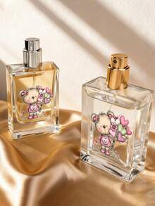 50毫升玻璃可重复灌装香水瓶，泰迪熊和爱心花束图案，迷你旅行喷雾瓶，周年纪念日、生日、情人节的完美礼物 - 彩色 - 查看 4